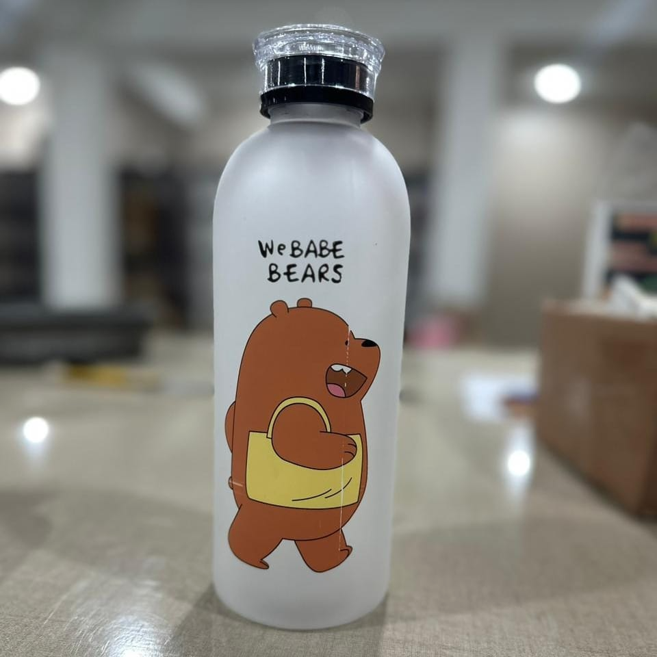We Bare Bears Panda Water Bottle 1000ml - Cute Cartoon Design Durable Hydration Bottle