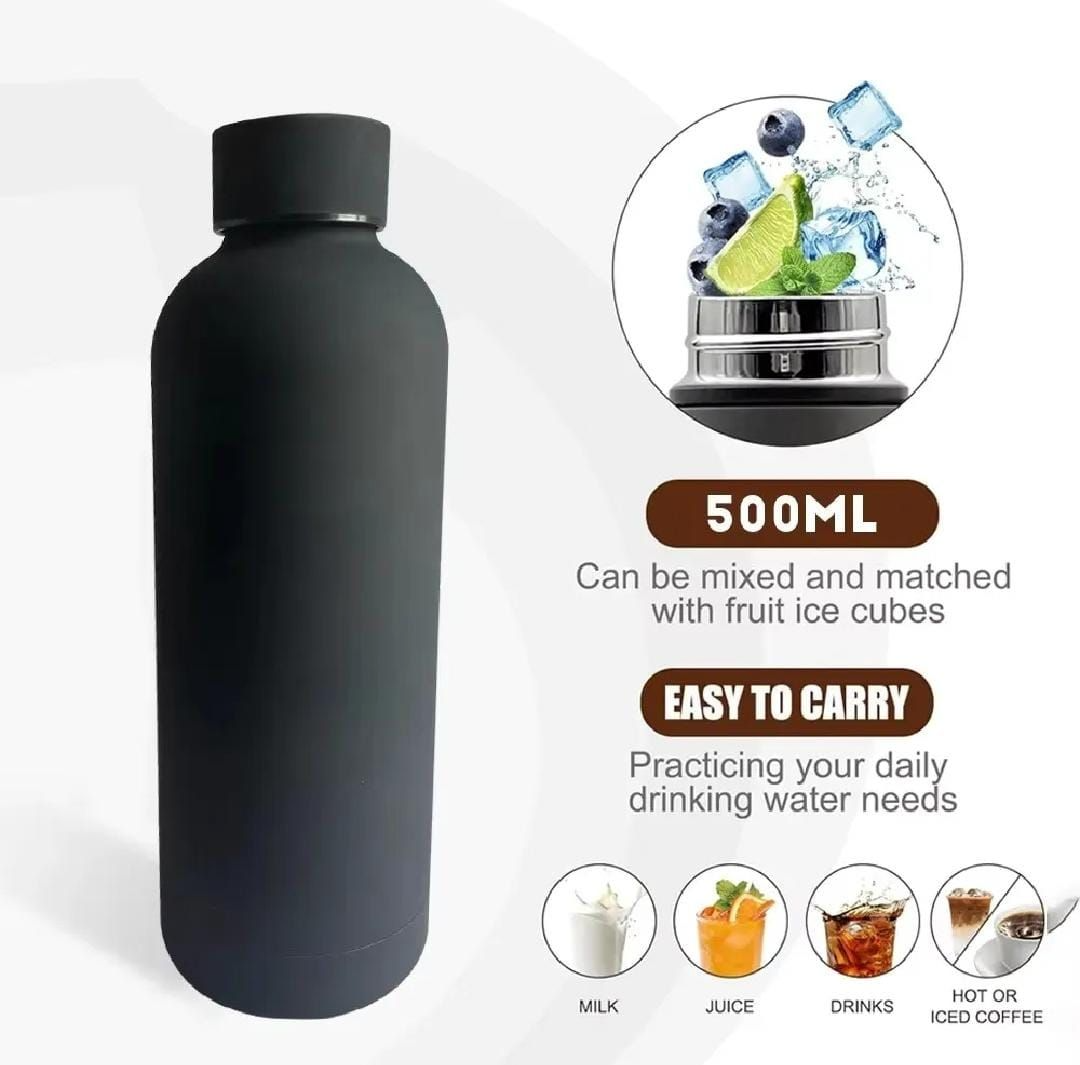Premium Matte Water Bottle 500ml Perfect for water & juice or coffee (Random color)