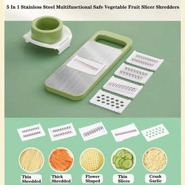 5 in 1 Stainless Steel Multifunctional Vegetable Fruit Slicer & Grater